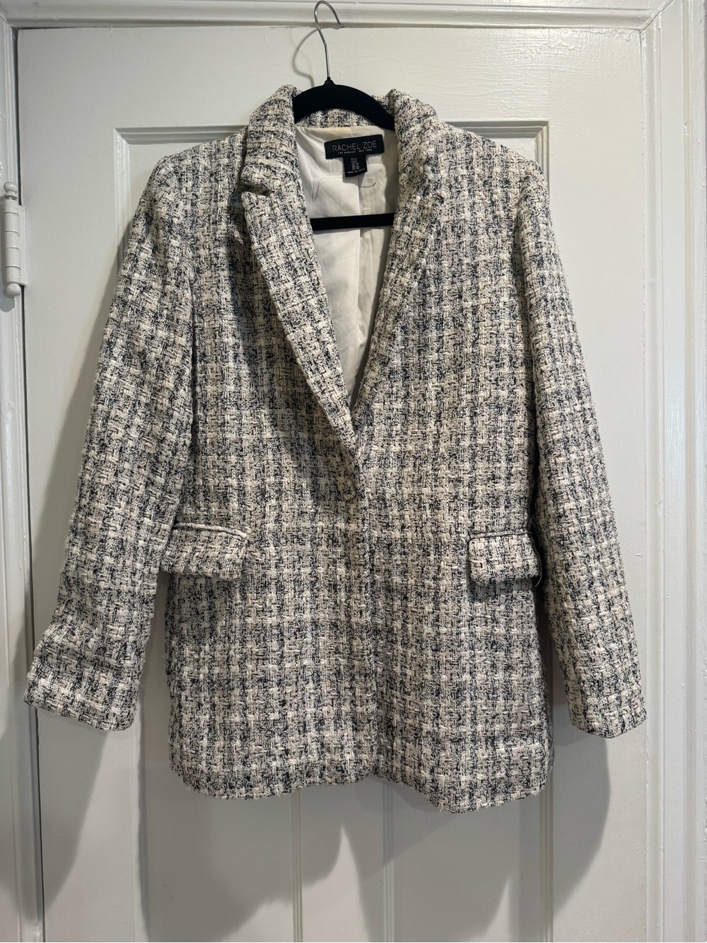 Rachel Zoe Cream and Gray Tweed Blazer Jacket